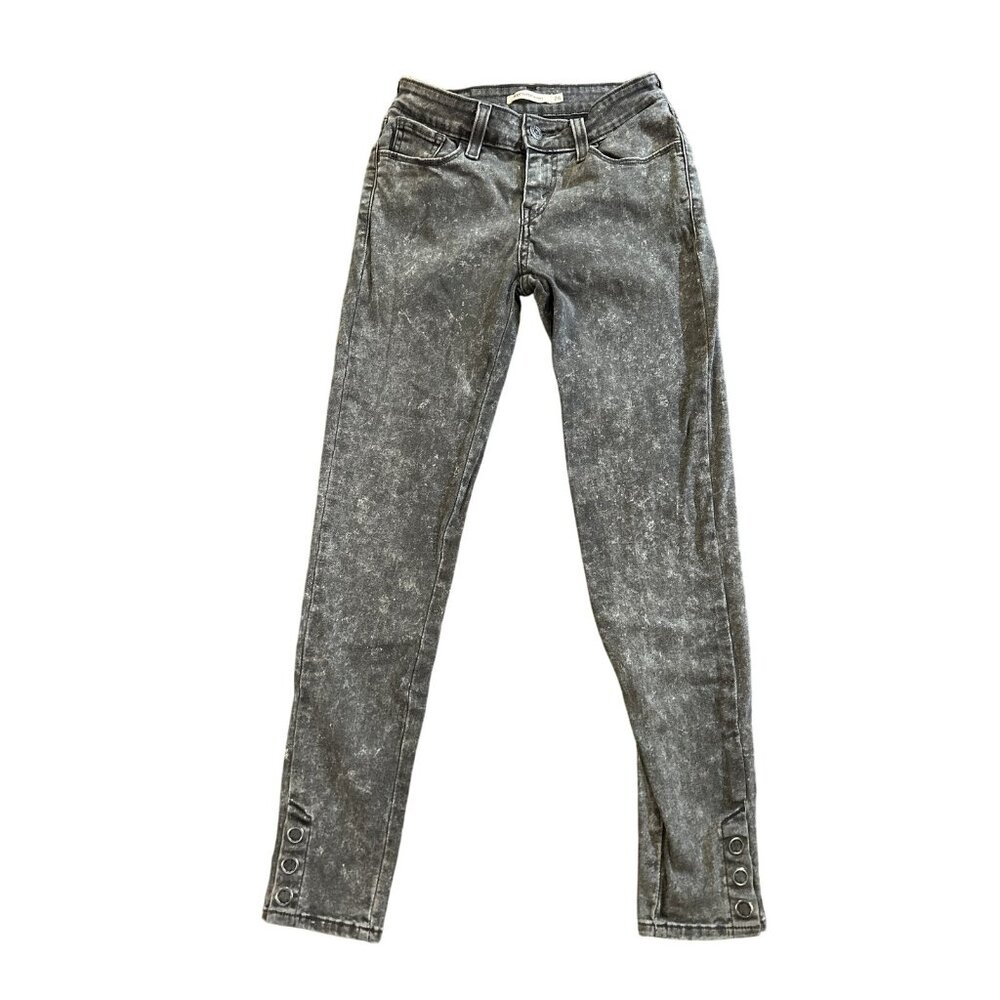 Levis (Womens 26) Grey Super Skinny Mid Rise Stretch Snap Ankle Denim 5 Pocket